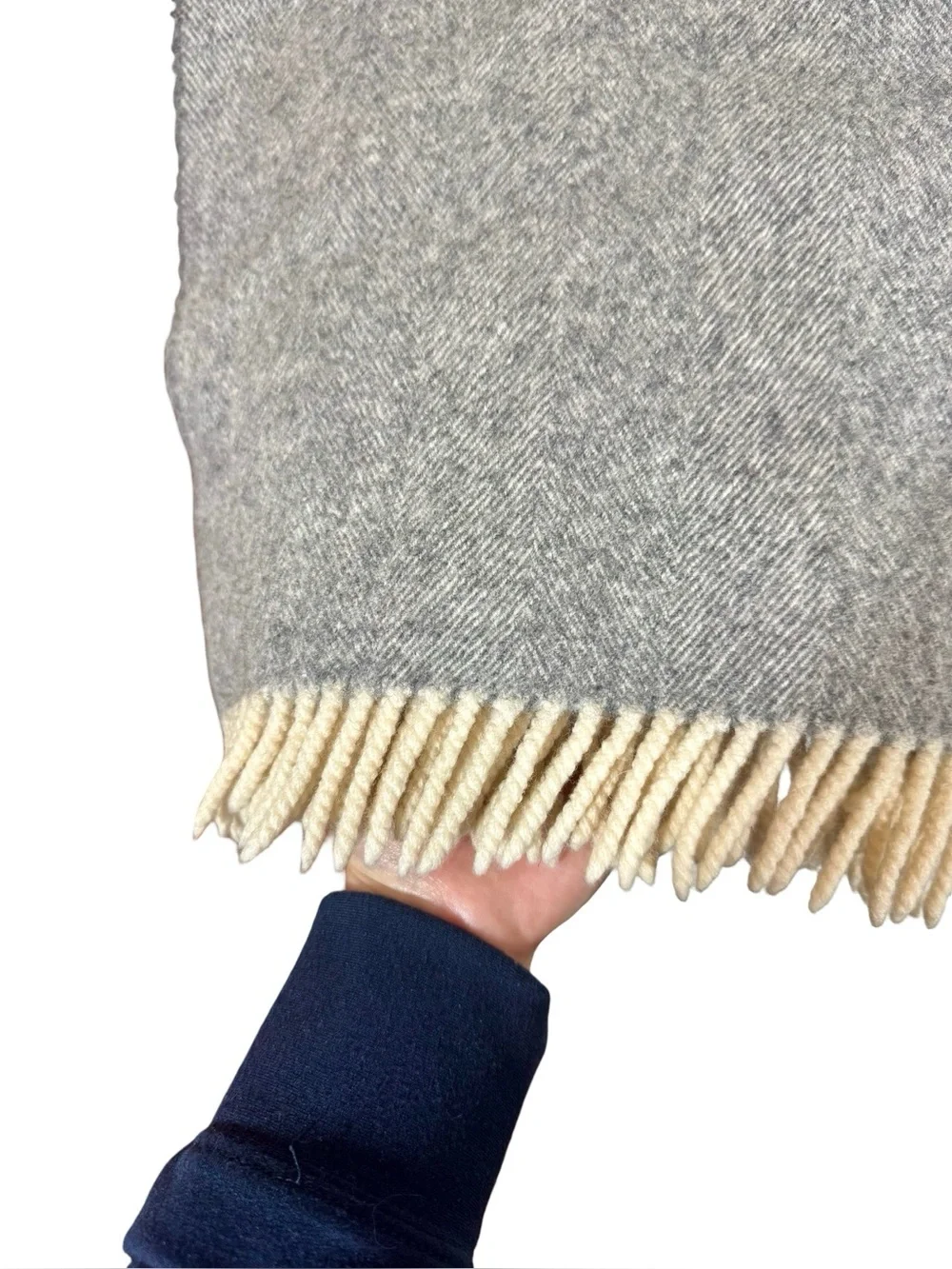 McNutt of Donegal Storm Grey Herringbone Lambswool Blanket Throw Pure Irish Wool